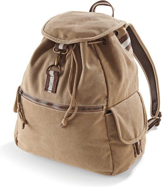 Quadra Vintage Canvas Rugzak “used look” Sahara - Goudkleurig