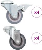 vidaXL - 8 stuks zwenkwielen met boutgaten, 50 mm, metaal, grijs, 35 kg per wiel