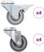 vidaXL - 8 stuks zwenkwielen met boutgaten, 50 mm, metaal, grijs, 35 kg per wiel
