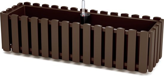 Prosperplast Boardee Fencycase balkonbak met ophanging en irrigatiesysteem bloembak bloempot met haak plantenbak 58cm bruin