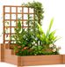 Outsunny Multifunctionele tuinbak - Dennenhout - 95L x 95B x 110H cm - Bruin