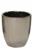 Mega Collections Bloempot Emperor Bullet - rond - zilver - D19 x H25 cm - glans