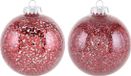 Merkloos / Sans marque Koopman International 2x Rode kunststof sterren/glitter kerstballen 10 cm