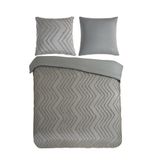 Muller Textiles Pure dekbedovertrek luxe zizag biezen/ borduursels - 1 persoons 140x200/220 cm - Taupe - Microvezel