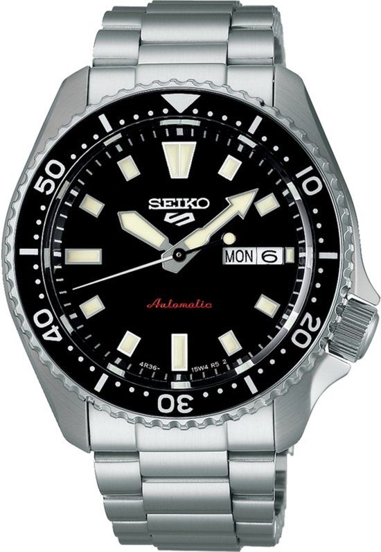 Seiko SRPL85K1 Heren Polshorloge Zilverkleurig Staal Zwart Mineraalglas 10 ATM