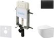 kielle Genesis New - Set de montage murale, cuvette compacte Gaia, abattant Rimless softclose et boutons Gemini New III, noir mat
