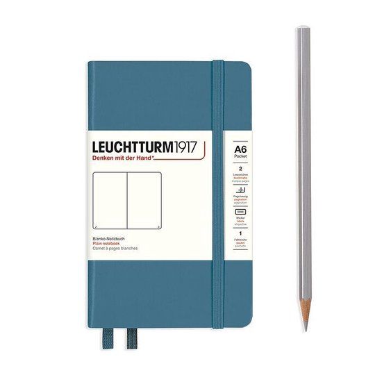 Leuchtturm 1917 Pocket Notebook - Stone Blue - A6 - Plain