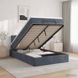 vidaXL Ottoman bed met matras Donkergrijs 120 x 190 cm Fluweel