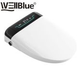 WEllBlue Elektrische bidet-toiletbril, automatisch openende en sluitende deksel, verwarmde zitting, achterkant, vrouwelijke wasbeurt, warm water, luchtdroger, zelfreinigend