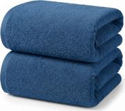 Ruggeri - Set van 2 douche- en badhanddoeken 70 x 140 cm - 100% puur katoen extra zacht - Handdoekencollectie - Let's Color! (blauw)