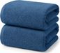 Ruggeri - Set van 2 douche- en badhanddoeken 70 x 140 cm - 100% puur katoen extra zacht - Handdoekencollectie - Let's Color! (blauw)