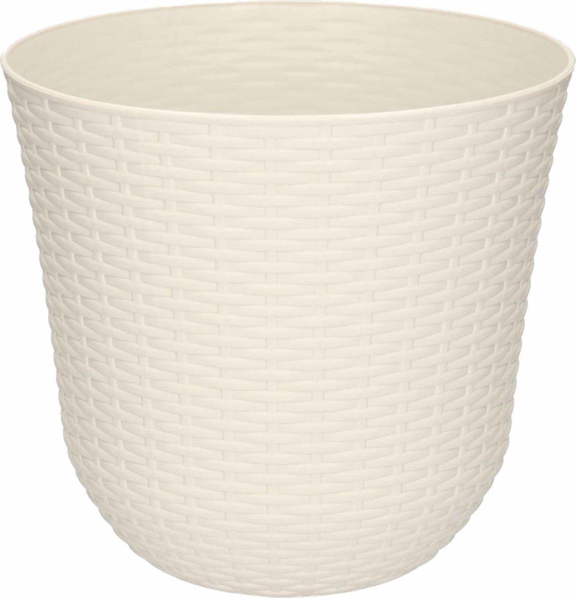 Forte Plastics Ronde bloempot 25 cm - Ivoor wit - Kunststof - Binnen & Buiten