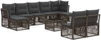 vidaXL Tuinbank - Set - 10 - st - Grijs - poly - rattan