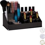 Merkloos Relaxdays Make-up Organizer - 16 Vakken - Acryl - Zwart