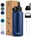 VANN® 3-Wandige RVS Drinkfles 1 Liter met rietje voor volwassenen – Met 5 accessoires – Thermosfles – 24 uur koud/12 uur warm – Blauw – VANN Ultimate Bottle®