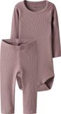 NAME IT NBNKAB LS BODY LEGGING SET NOOS Baby Unisex Deauville Mauve Gestreept Lange mouw Ronde hals 74