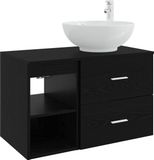vidaXL Badkamermeubel Set - Zwart eiken - Bewerkt hout