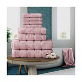 FAIRWAYUK 8-delige handdoeken balenset voor badkamer, ultrazachte premium kwaliteit waterabsorberende handdoek cadeausets, 100% Egyptisch katoen, 4x gezicht 2x hand 2x badhanddoeken, blush roze