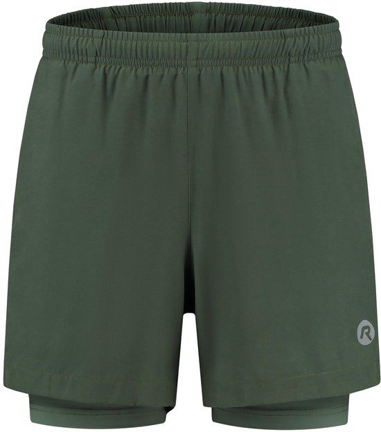 Rogelli Essential 2-in-1 Hardloopshort Heren - Legergroen - XXL