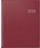BRUNNEN Boekkalender Model Manager Wt 7 weektimer (2025), 2 pagina's = 1 week, 210 × 260 mm, 160 pagina's, kunststof omslag, binnenkant hardfolie, wijnrood