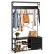 Merkloos Relaxdays Kapstok met schoenenrek - 176x80x30 cm - 2 lades - zwart