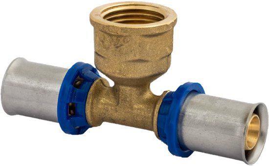 KIRCHHOFF MS T-Stuk - Blanco - 20 mm x 1/2"BI x 20 mm - Persfitting Voor Meerlagen Buis