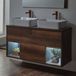 Hudson Reed Meuble double vasque - 120 cm - Bois moderne foncé - Suspendu - Niches, LED & 3 tiroirs