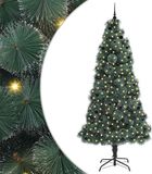 vidaXL Kunstmatige voorverlichte kerstboom met bolset groen 240 cm