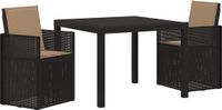 vidaXL Tuin Eettafel Set 3-delig Antracietkleurig en Taupe PP