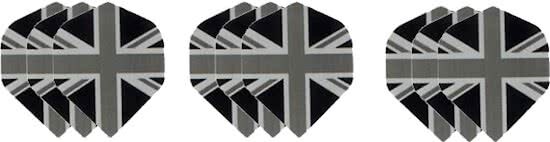 Dragon Darts 3 sets 9 stuks Britse vlag dart flights zwart grijs â€“ darts flights
