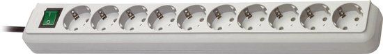 Brennenstuhl Eco-Line - Stekkerdoos - 10-voudig - Lichtgrijs - 3m
