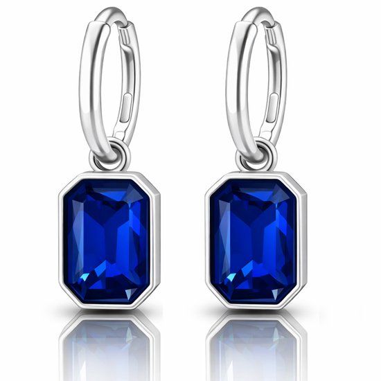 Cilla Jewels Oorringen Zilverkleurig Blauw Kristal
