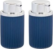 Berilo Zeeppompje/Dispenser Roma - 2x - Blauw/Zilver - Kunststof - 8 x 15 cm - 420 ml
