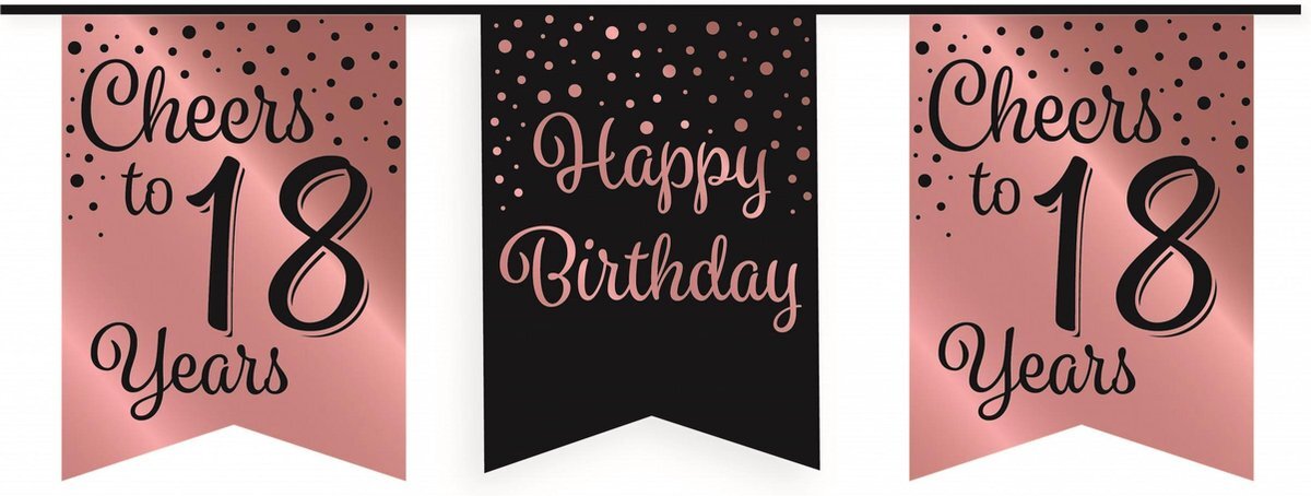 Paper Dreams Party Flag Banner Rose/Black - 18