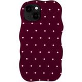 Selencia Vivid Wavy Backcover met MagSafe voor de Apple iPhone 14 / 13 - Happy Dots Burgundy