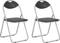 vidaXL Opklapbare stoelen, 2 stuks, zwart kunstleer