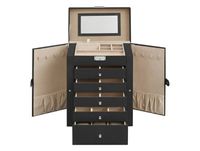 JOYFURNOS 6-Tier Jewelry Box with 5 Drawers, Large Capacity Storage, Mirror, Lockable, Jewelry Organizer, Gift for Loved Ones, for Watches, Black