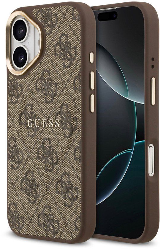 Guess Back Cover - iPhone 17 - Bruin - PU Leather - Magsafe - 4G Classic Logo
