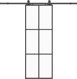 vidaXL Schuifdeur met beslagset 76x205 cm ESG glas zwart