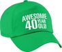 Bellatio Decorations Verjaardag cadeau petje - Awesome 40 year old - 40 jaar - groen - volwassenen - baseball cap