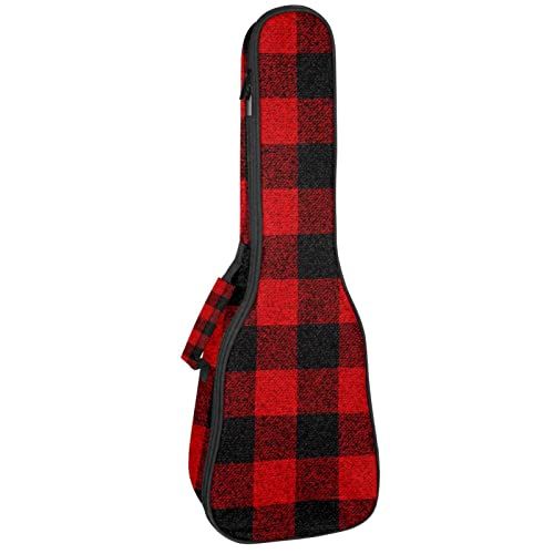 Mersov Tenor Ukulele Gigbag Waterdichte Ukelele Case Gewatteerde Rugzak, Geweldig voor Sopraan Concert (21/23/24") Retro Zwart En Zwart Grid