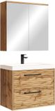 Badplaats Meuble de salle de bain Etna 01 60 cm – Chêne – Meuble de salle de bain avec lavabo et armoire à miroir