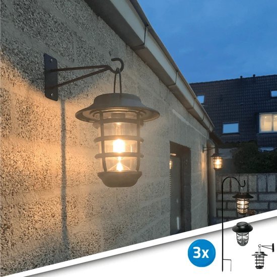 LedKoning Solar LED lamp Sting met schemersensor voordeelset 3 stuks – trendy zwart