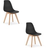 Leobert Set van 2 Eetkamerstoelen KITO – Zwart – Beuken Poten – Kuipstoel met Kunststof Zitting – Tijdloos Design, Functioneel en Duurzaam, Geschikt voor Woonkamer, Eetkamer en Kantoor