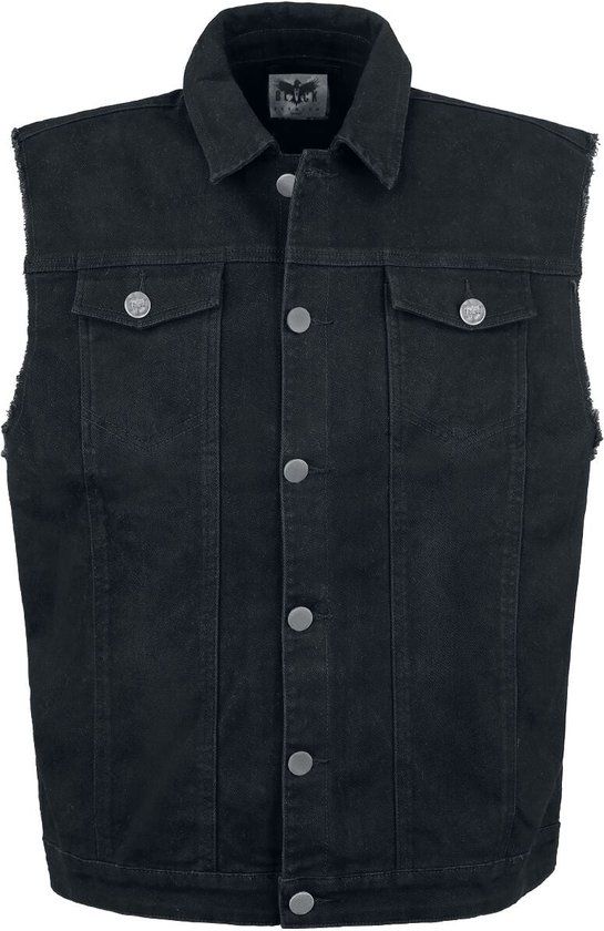 Black Premium by EMP Mouwloos zwart spijkervest met overhemdkraag - Heren - 3XL