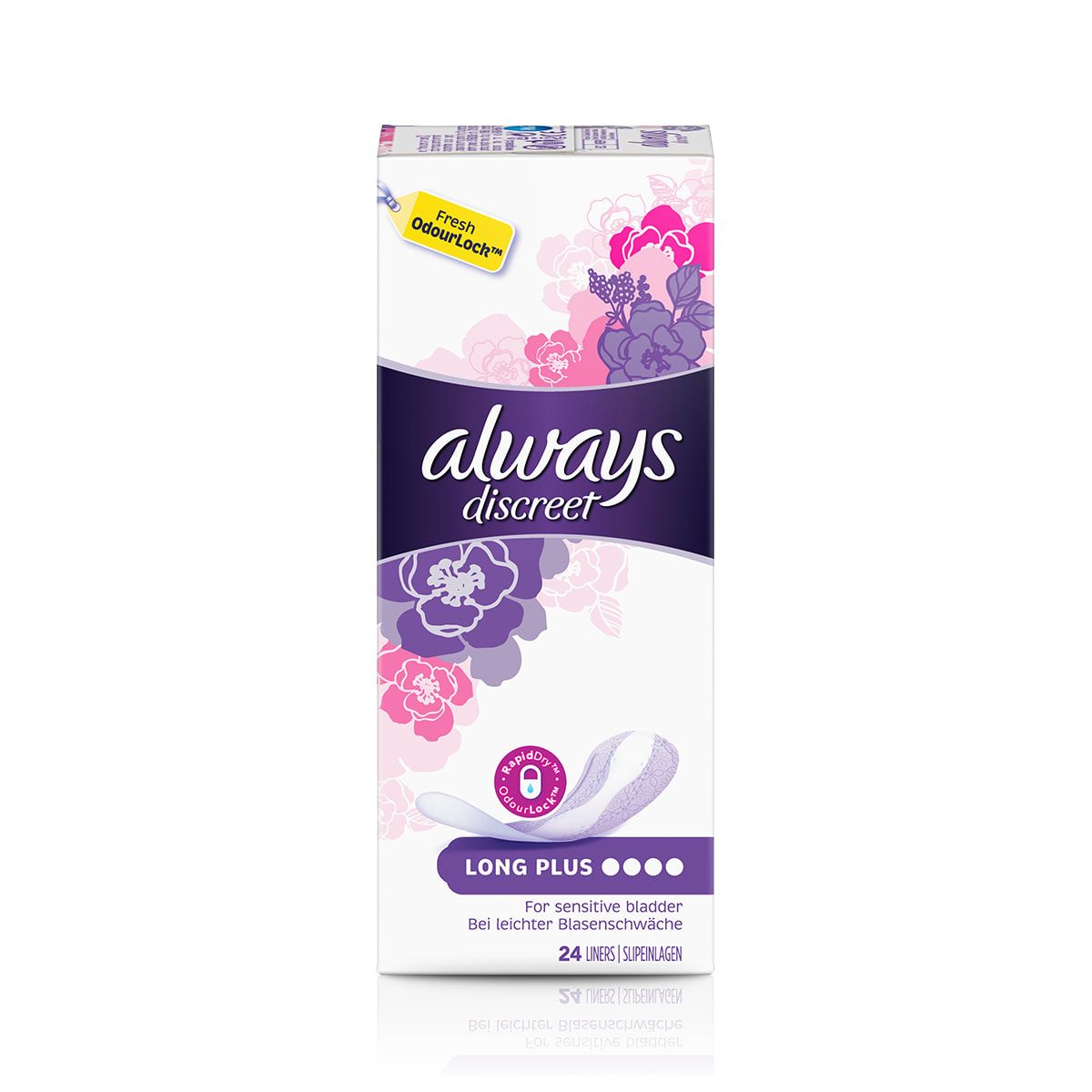 Always Discreet Liners Plus Sanitary Napkins - 24 Count