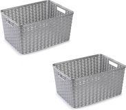 Plasticforte Opbergmand - 6x - Kastmand - rotan kunststof - zilver - 18 Liter - 29 x 39 x 20 cm