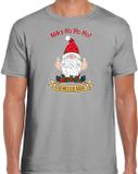 Bellatio Decorations fout kersttrui t-shirt heren - Kado Gnoom - grijs - Kerst kabouter L