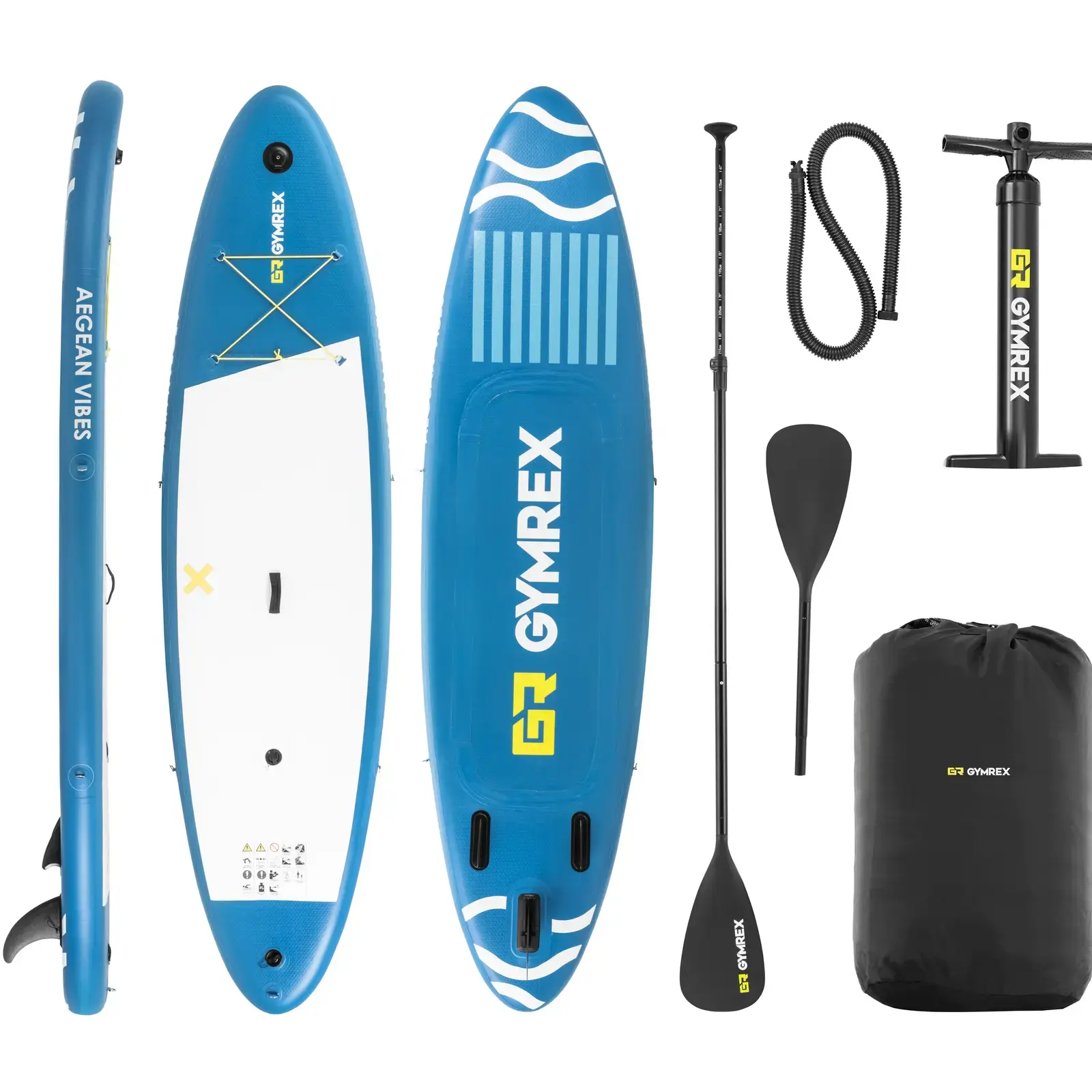Gymrex Stand-up paddleboard - opblaasbaar - 125 kg - blauw - dubbele kamer - 333 x 82 x 12 cm