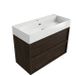 Saniclass Badkamermeubelset - 100x45x72cm - Legend keramische wastafel wit - 2 lades - mat eiken charcoal
